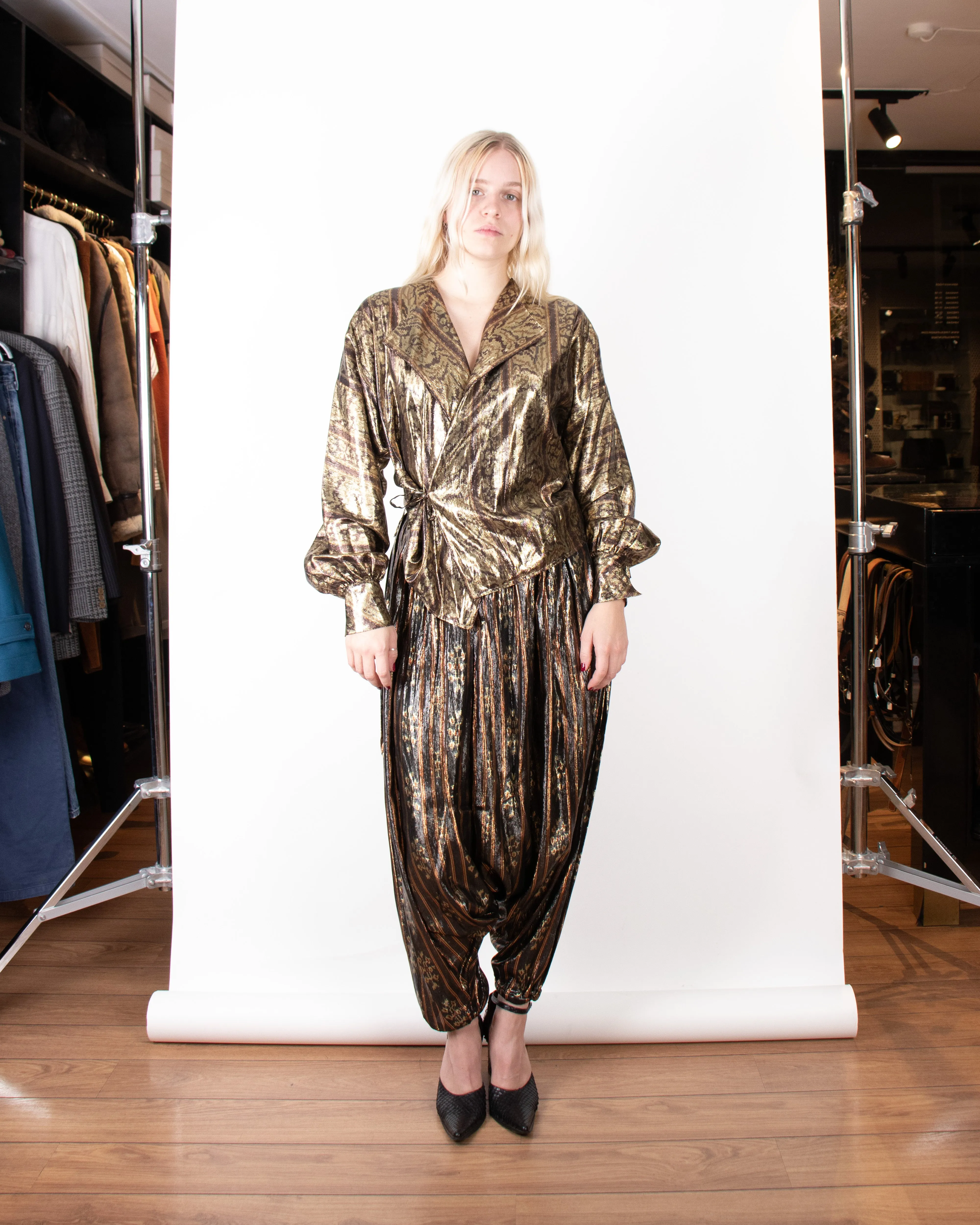 1980s Calvin Klein Metallic Party Ensemble XS