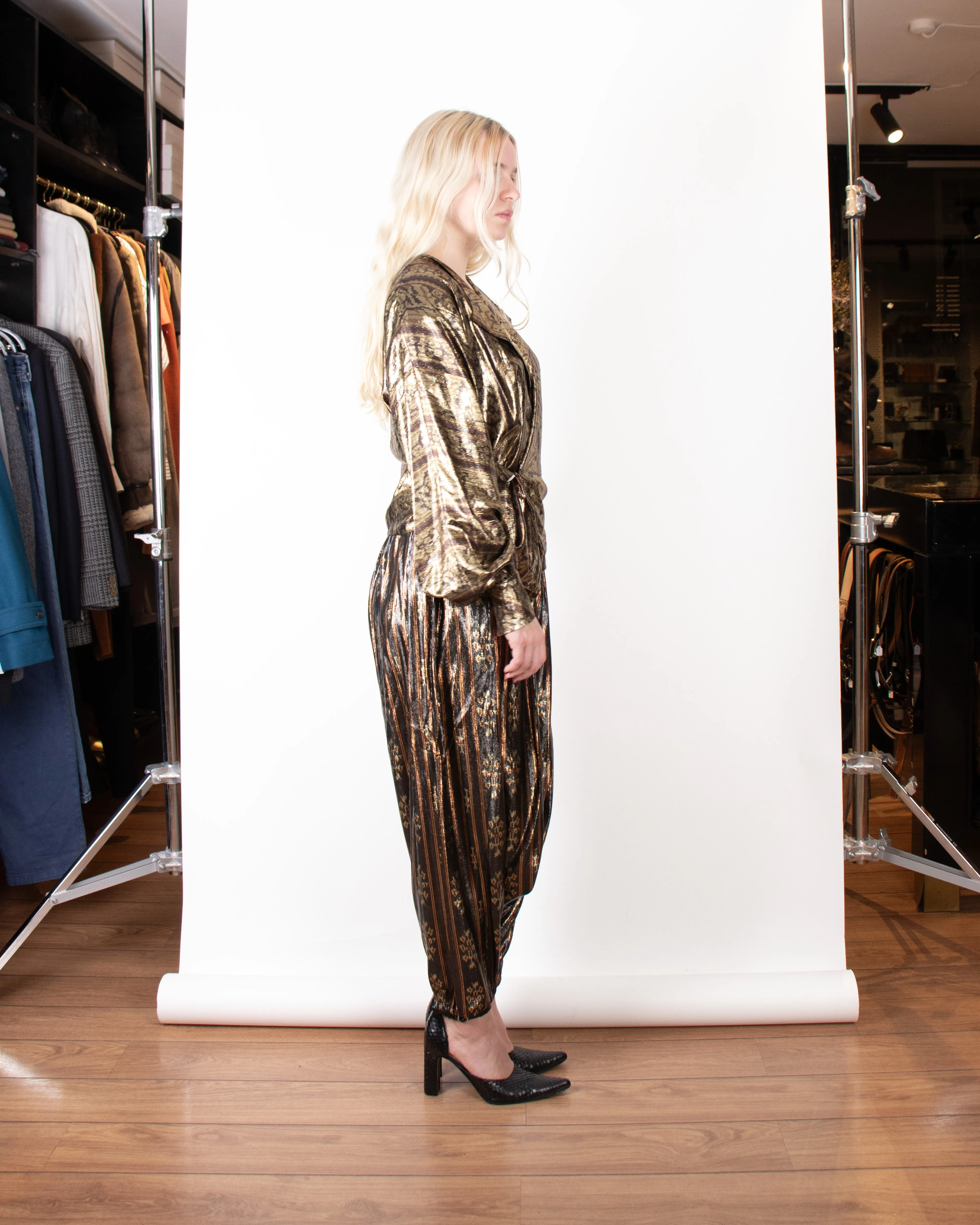 1980s Calvin Klein Metallic Party Ensemble XS