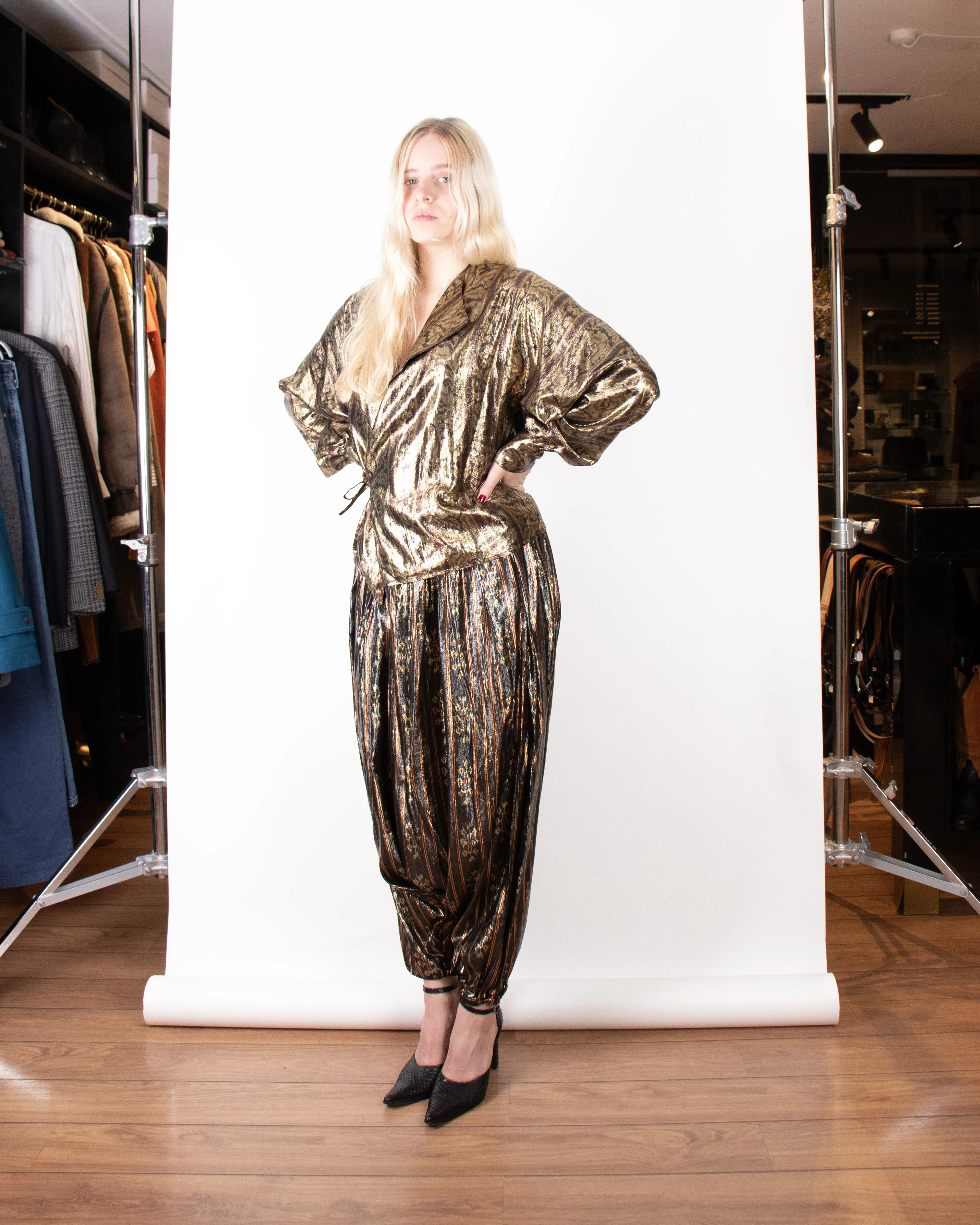 1980s Calvin Klein Metallic Party Ensemble XS