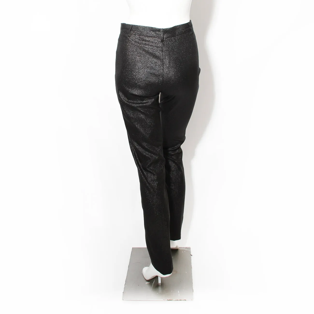 1997 Black Metallic Slit Hem Pants