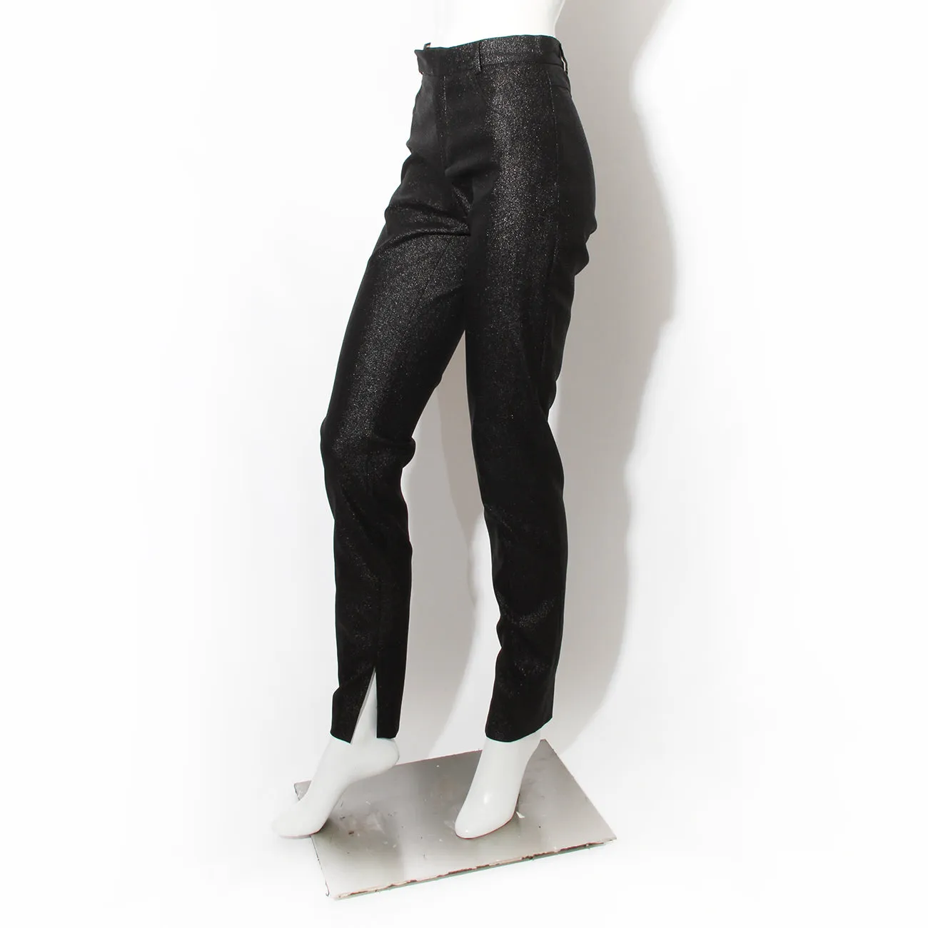 1997 Black Metallic Slit Hem Pants