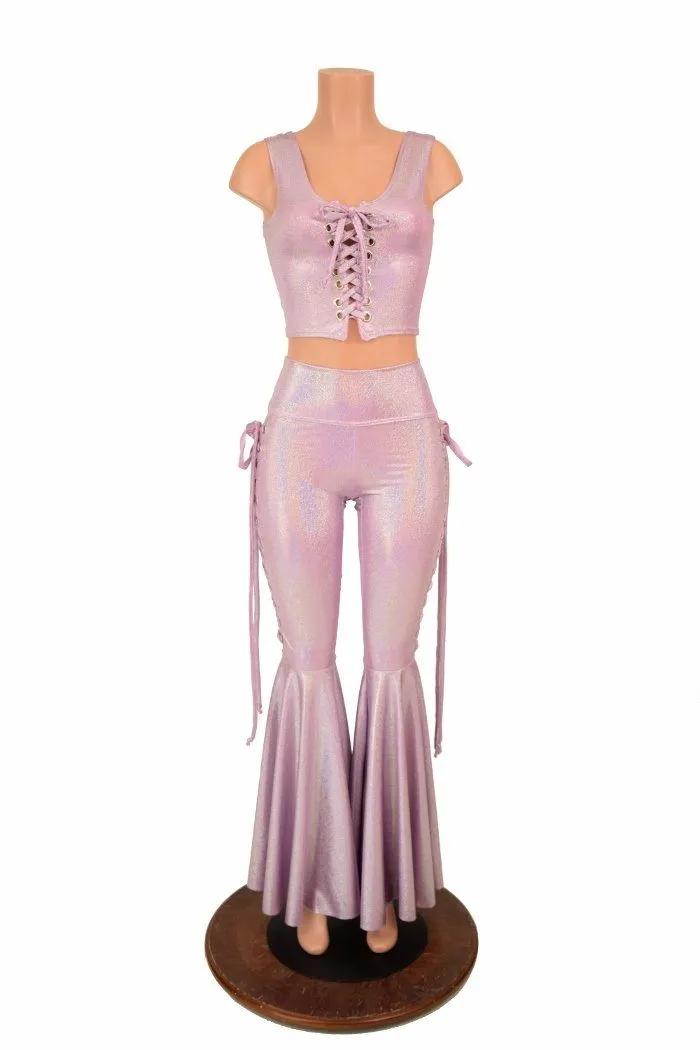 2PC Lace Up Top and Bell Bottoms Set