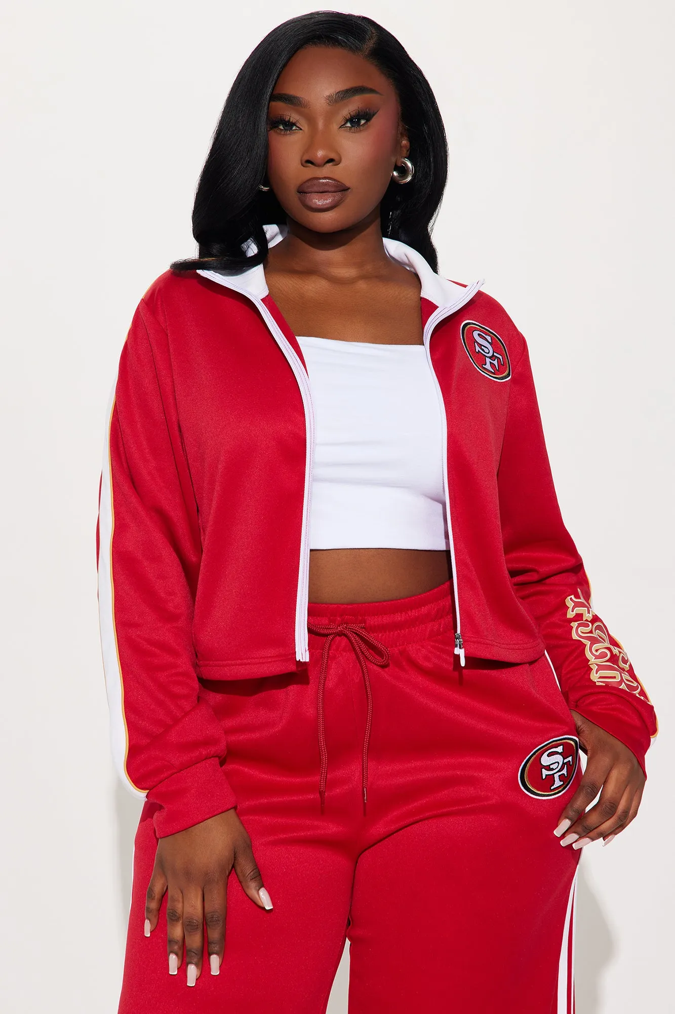 49ers Nation Zip Up Track Jacket - Red