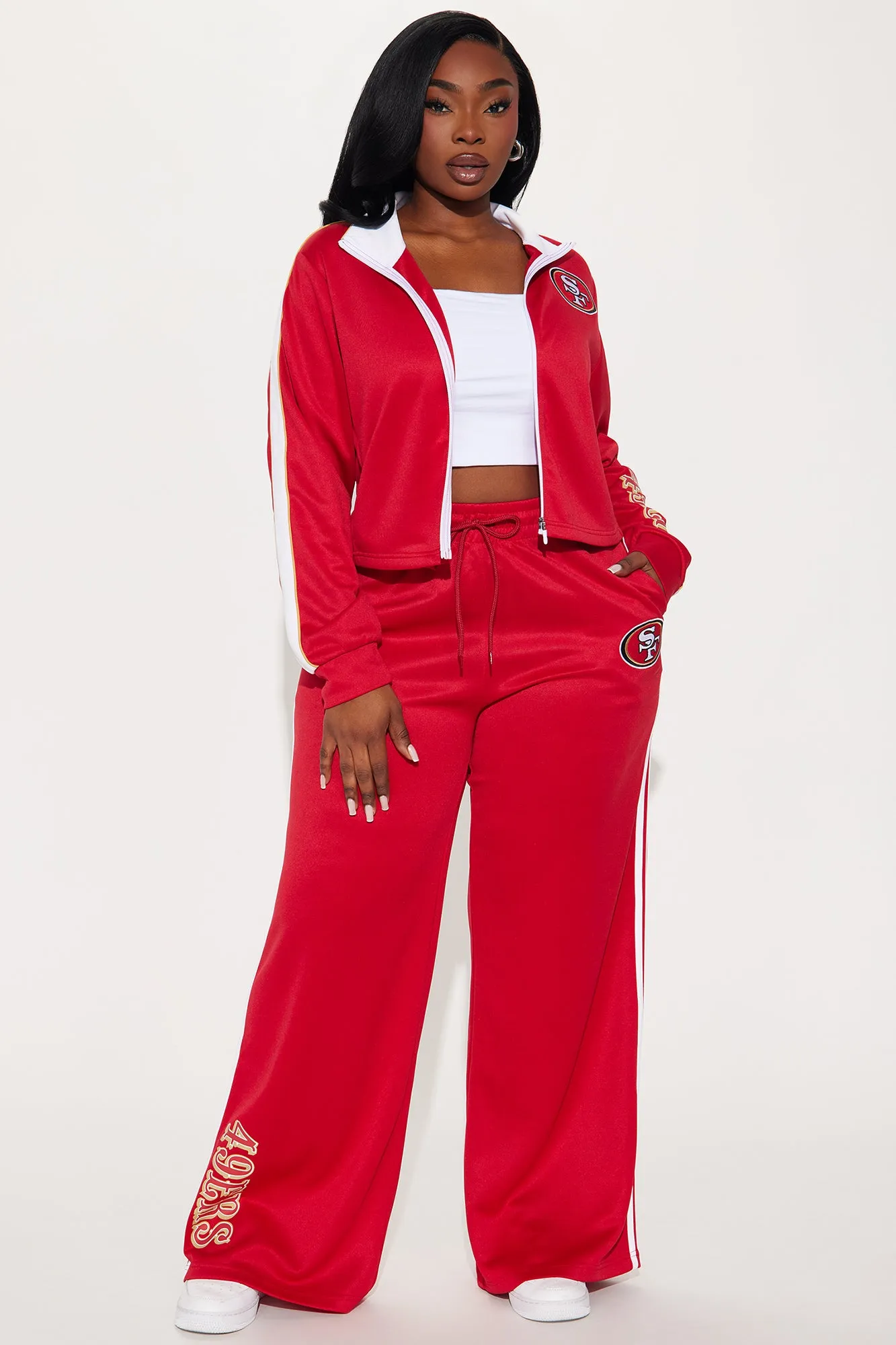 49ers Nation Zip Up Track Jacket - Red