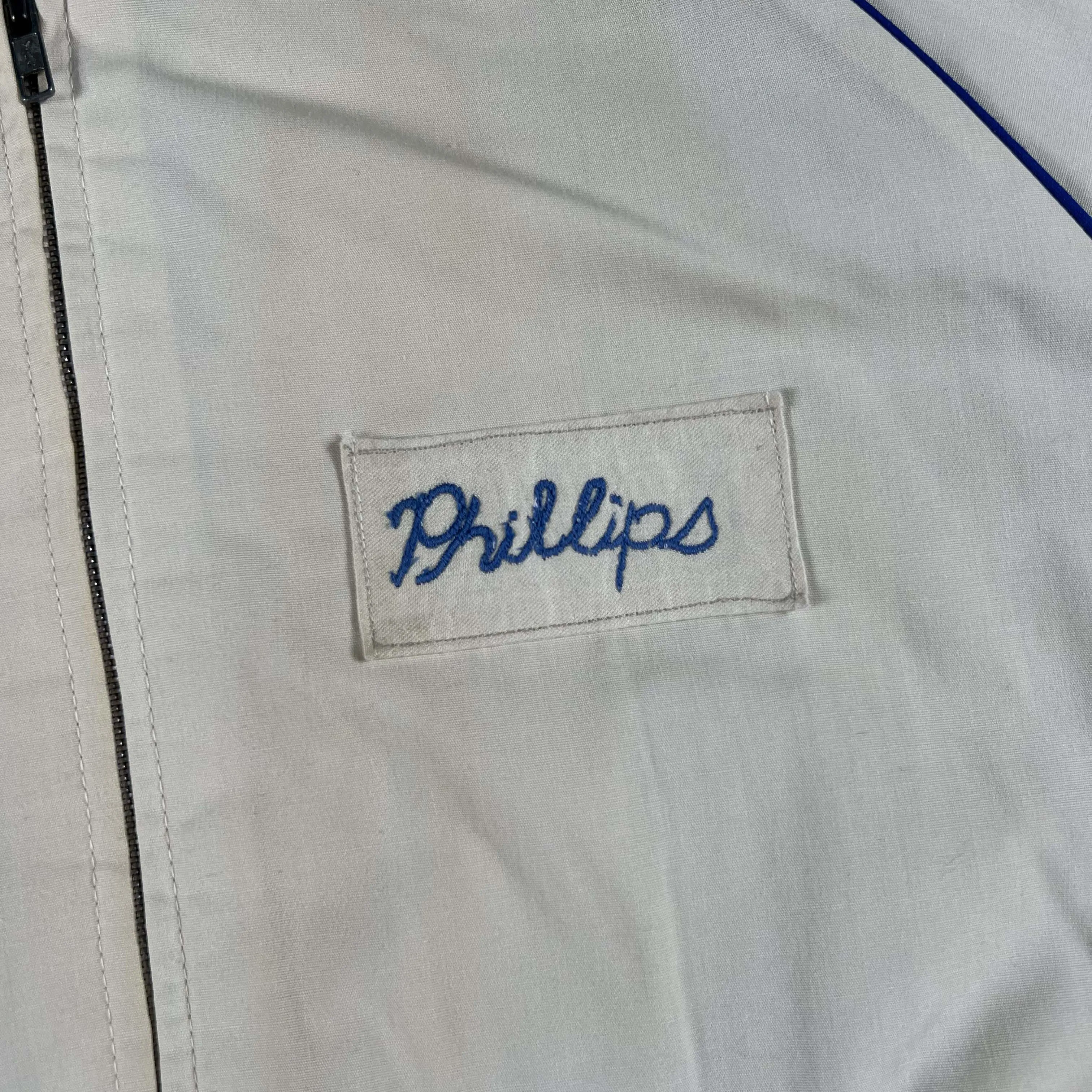 80s 'Phillips' White Bowling Jacket- XL