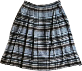 90s ‘Heather Gray’ Twill Browns Stripe Pleat Skirt     W31