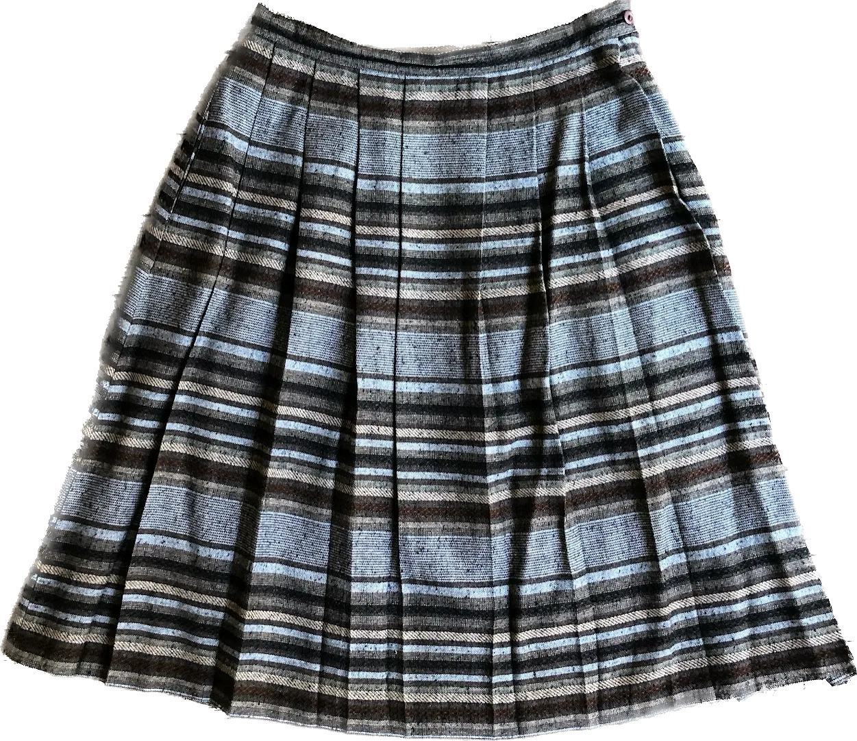 90s ‘Heather Gray’ Twill Browns Stripe Pleat Skirt     W31