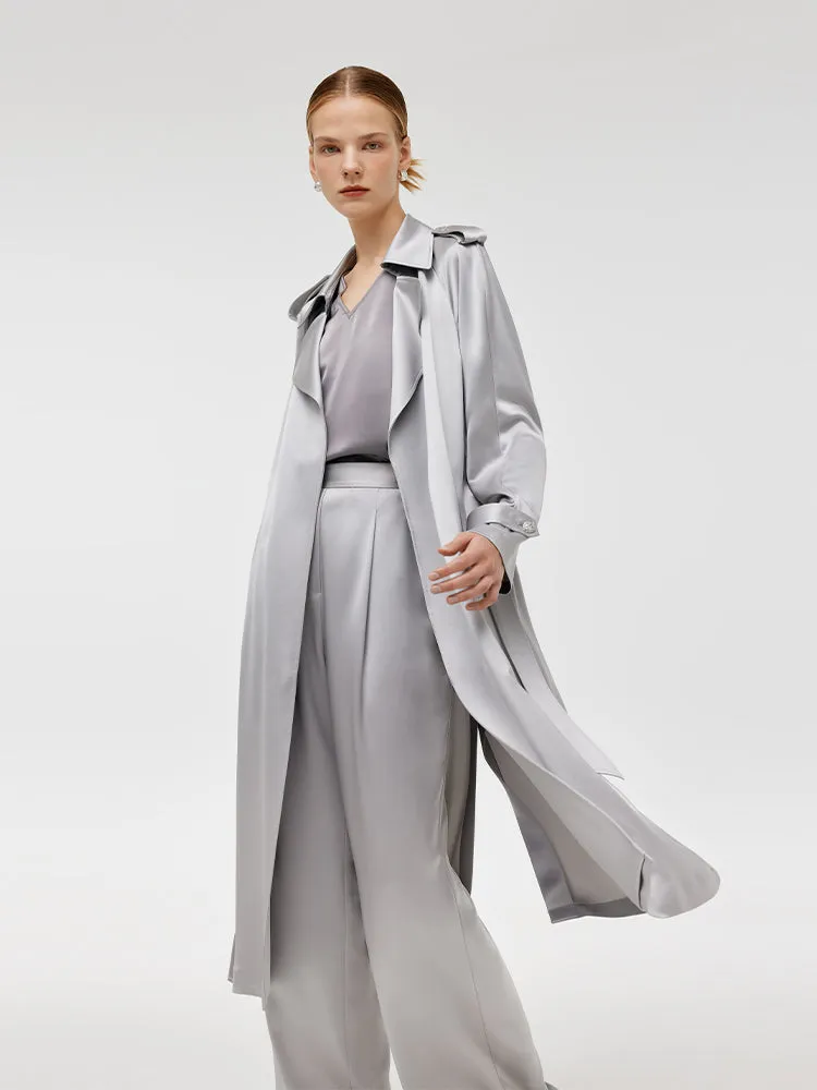 Acetate Women Trench Coat With Belt