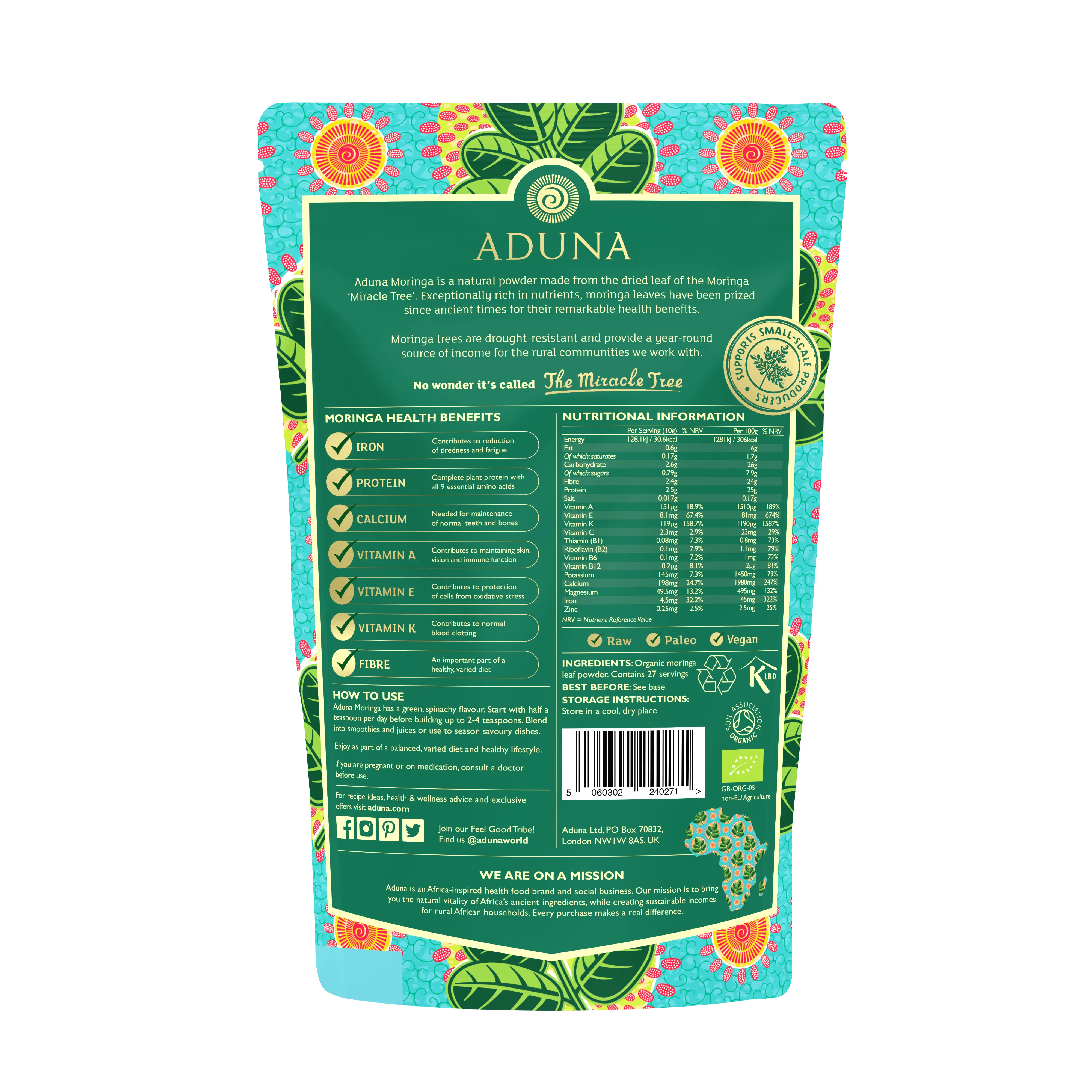 Aduna Moringa Green Superleaf Powder, 275gr