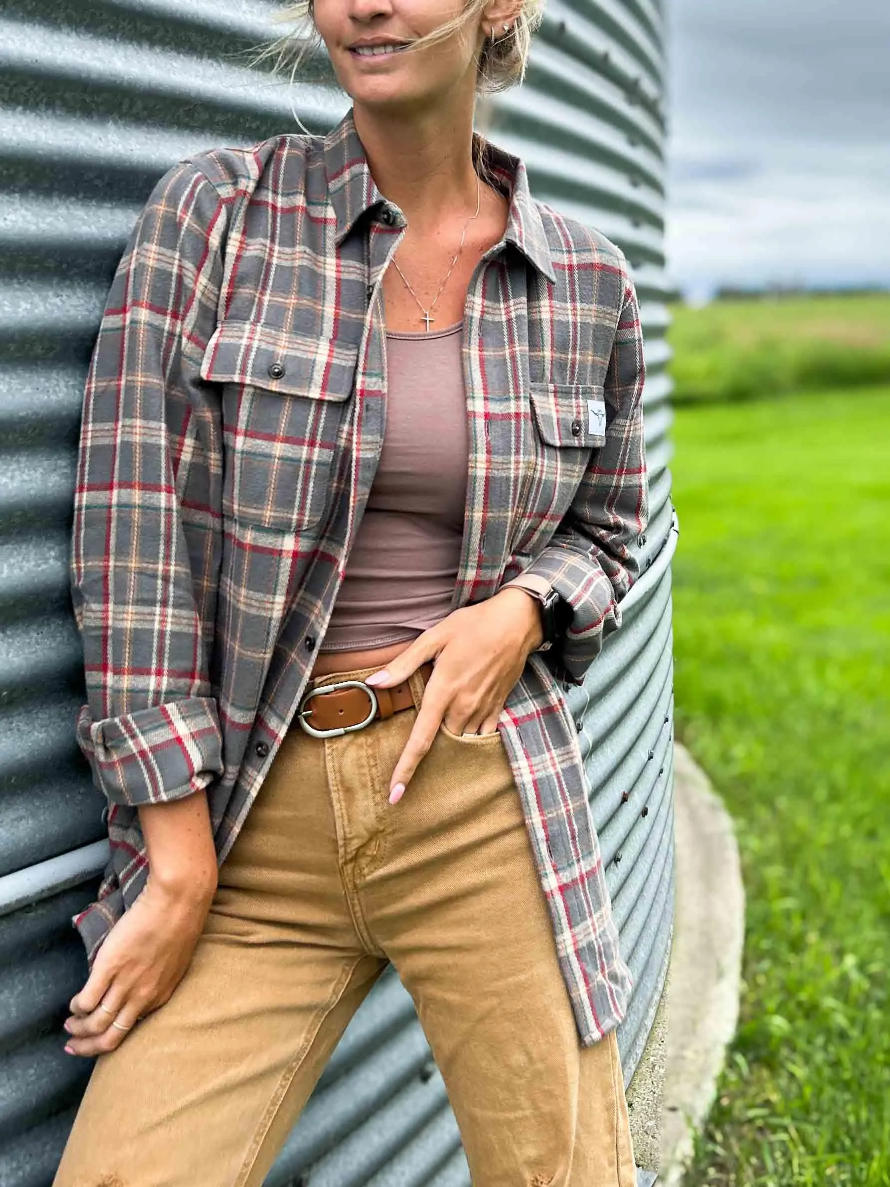 AFC Grey Plaid Women’s Flannel Shirt