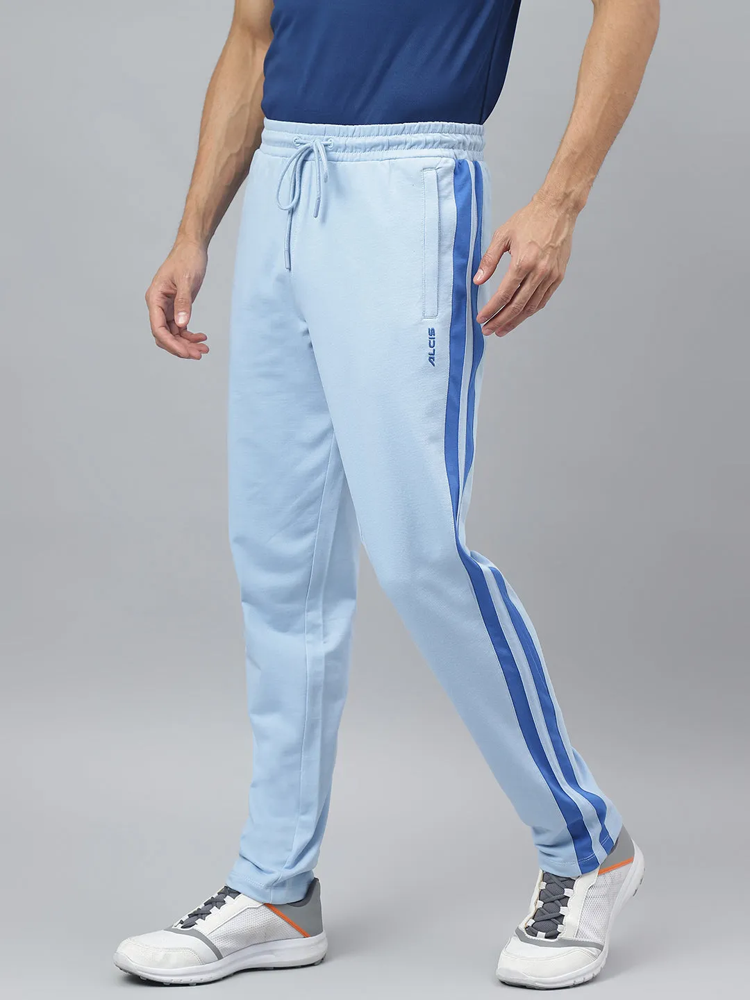 Alcis Men Powder Blue Slim-Fit Athleisure Track Pants