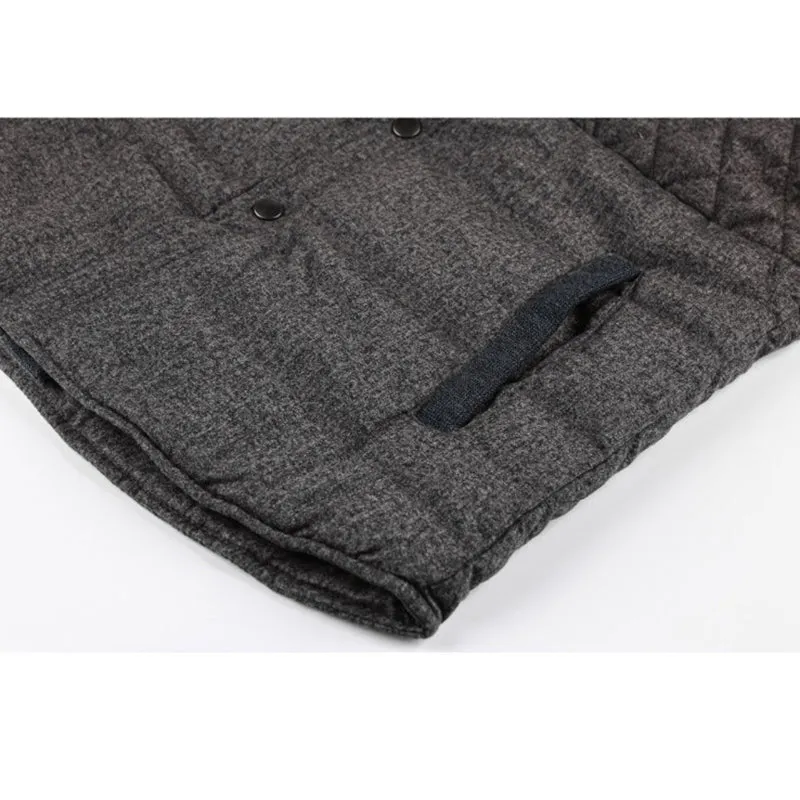 Ash Gray Diamond Quilt Men Warm Jacket