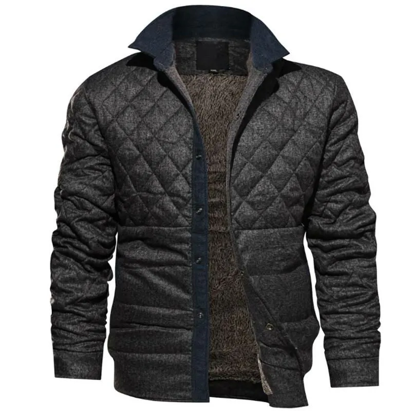 Ash Gray Diamond Quilt Men Warm Jacket