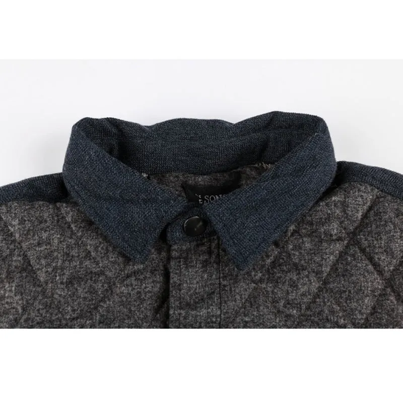 Ash Gray Diamond Quilt Men Warm Jacket