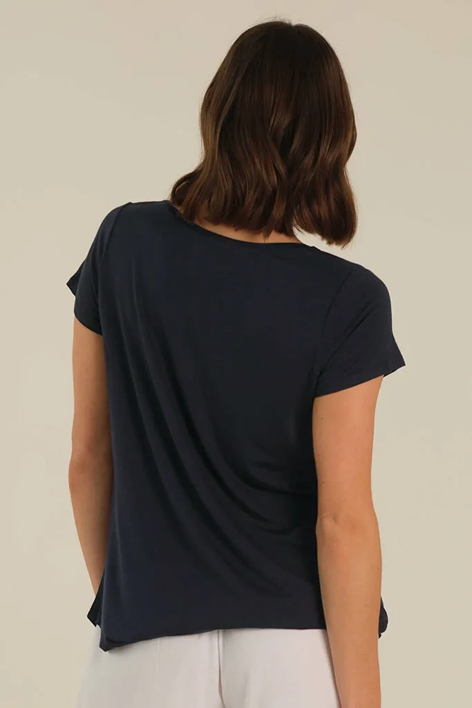 Bamboo V Neck Tee - Dark Navy