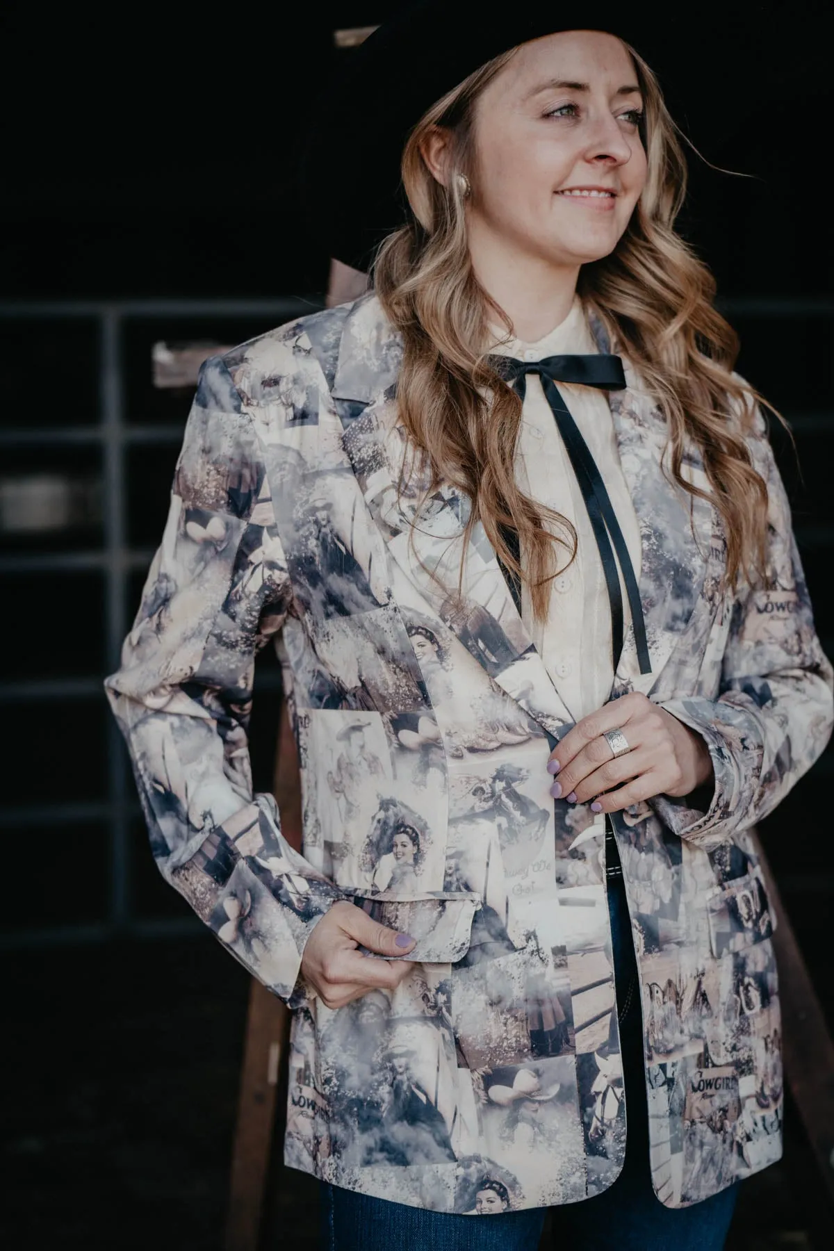 'Belle' Retro Western Printed Boyfriend Fit Blazer (XS - XXL)