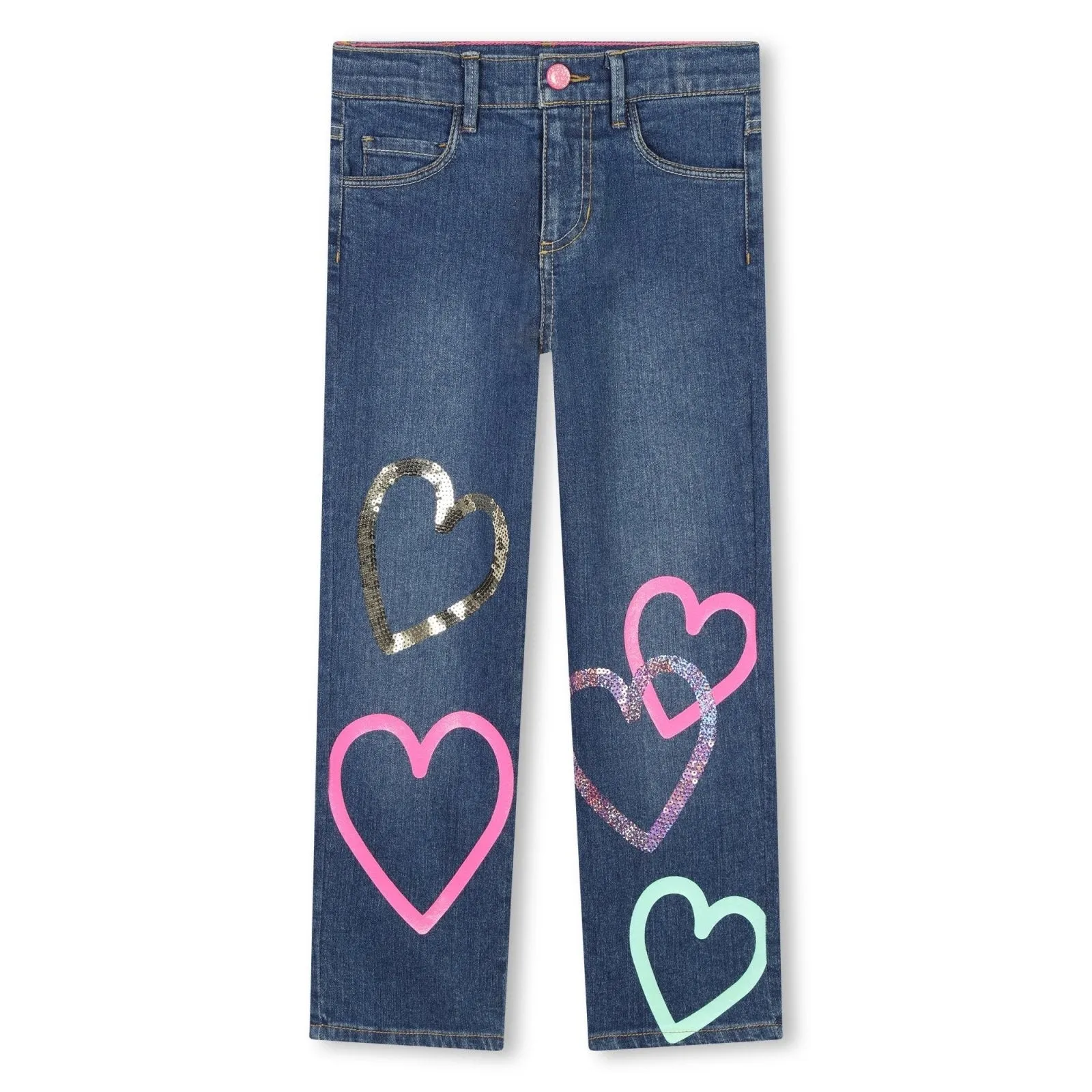 Billieblush Heart Print Denim Pants