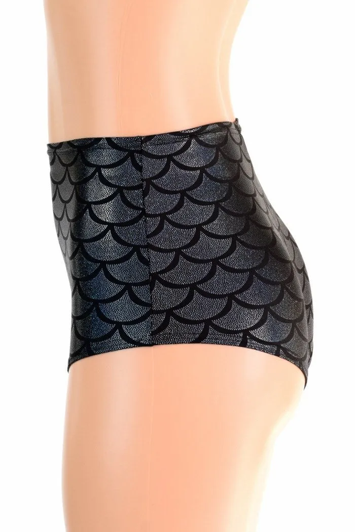 Black Dragon Scale High Waist Siren Shorts