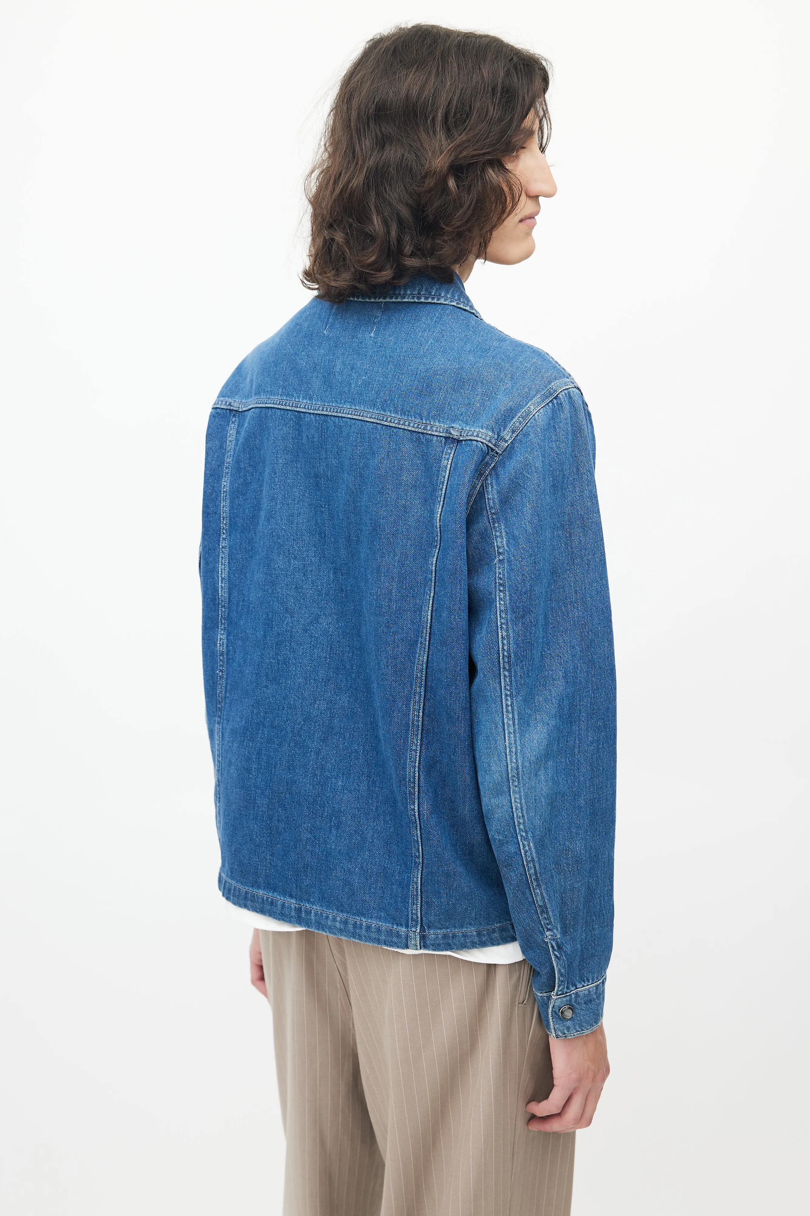 Blue Denim Snap Button Shirt Jacket