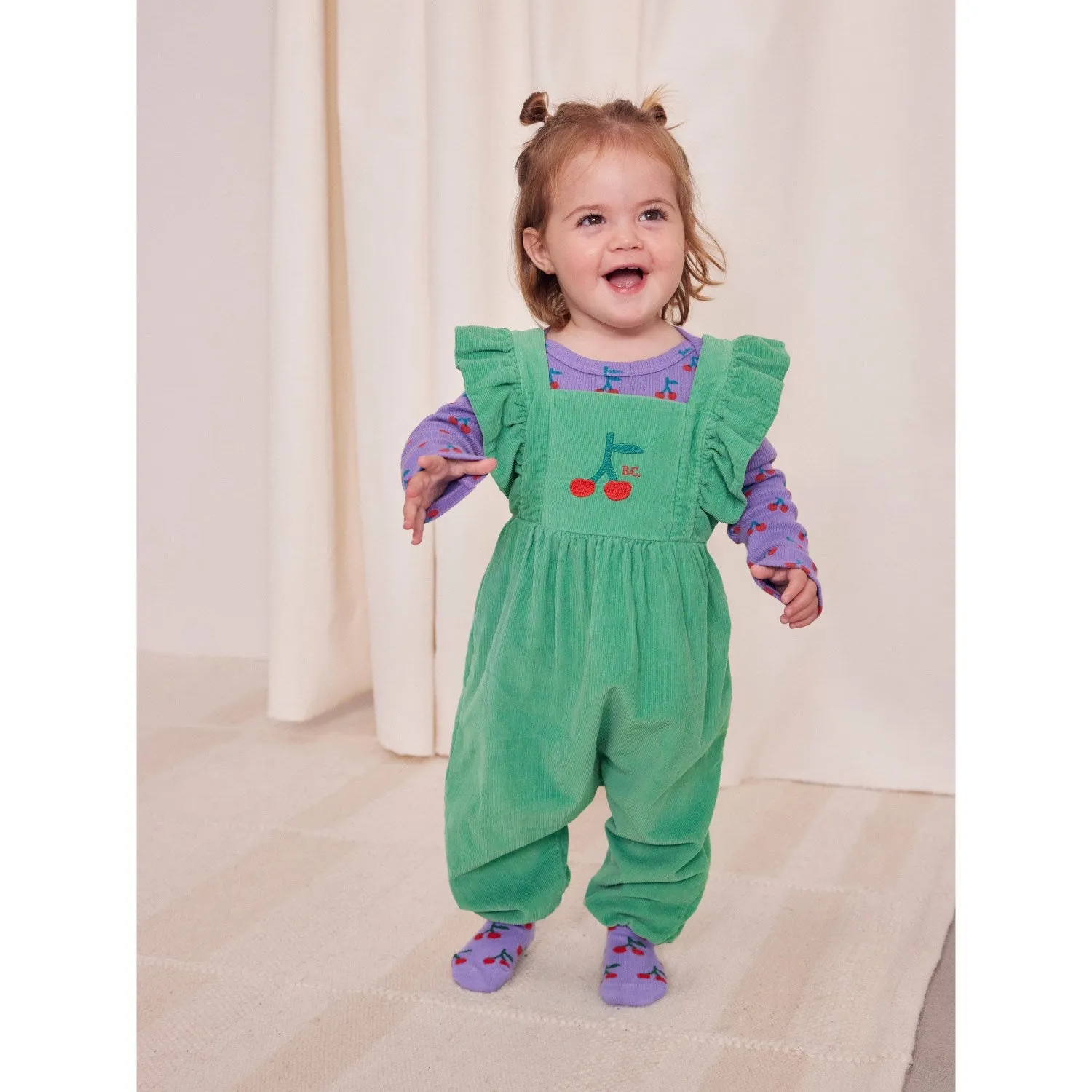 Bobo Choses Green Cherry Micro Corduroy Overall