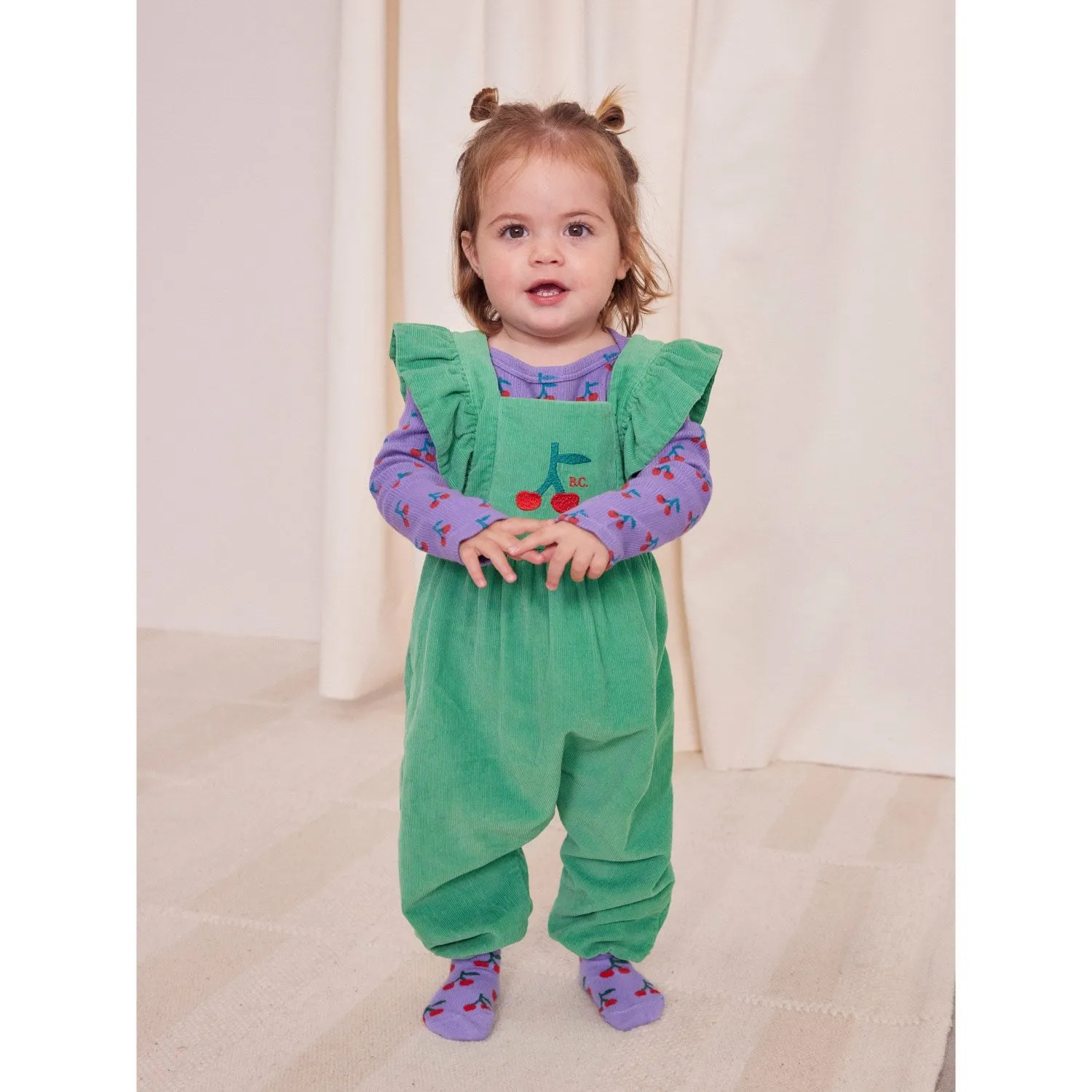 Bobo Choses Green Cherry Micro Corduroy Overall