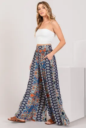 Bohemian Multi Geo Print Wide Leg Pants