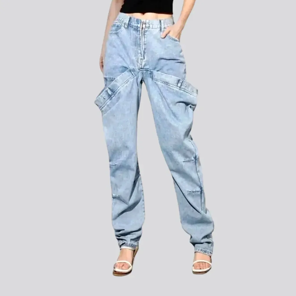 Boho style roomy fit high-waist women's jeans