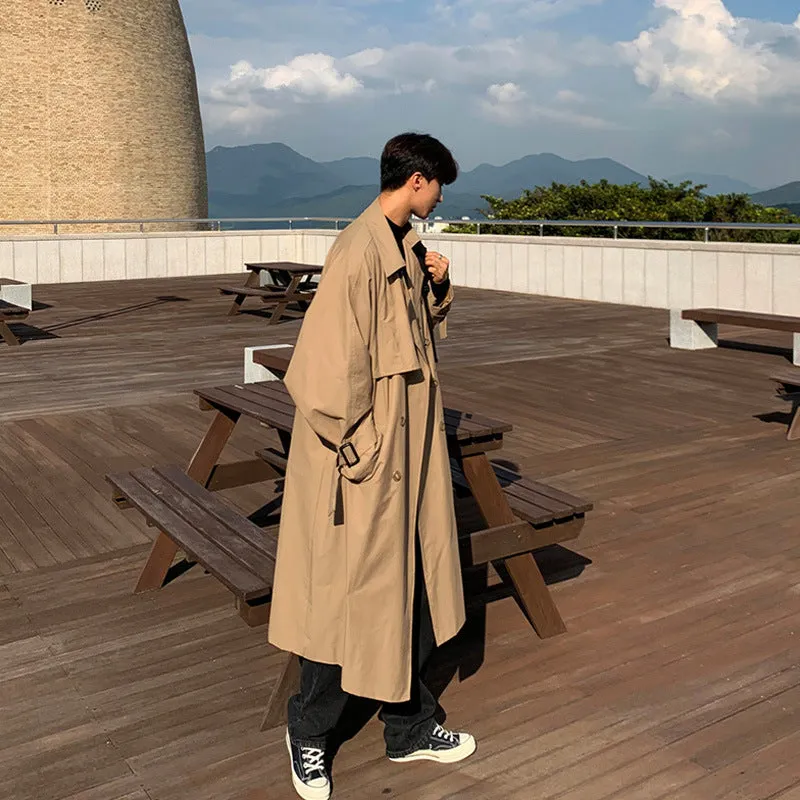 Bonsir mens fall fashion Autumn and Winter New Men's Mid-Length Trench Coat Korean Handsome Yupi Coat British Style Coat