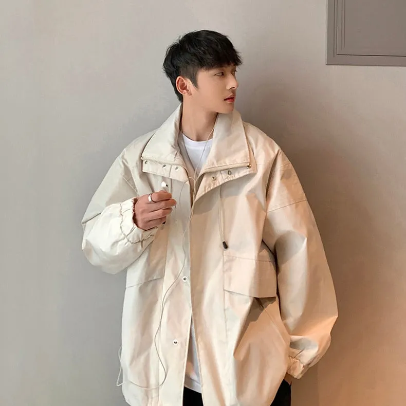 Bonsir Vintage American style trench coat Men's dark department Men's senior sense fake two-piece jacket outdoor mountaineering coat