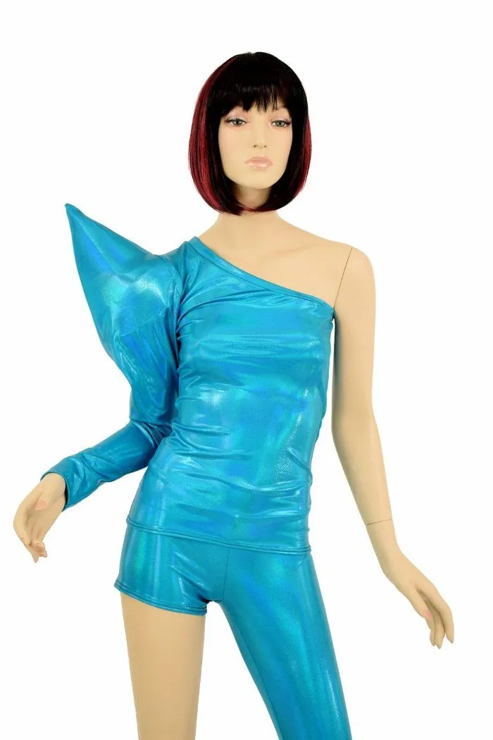 Bowie Inspired Peacock Blue Holographic Set