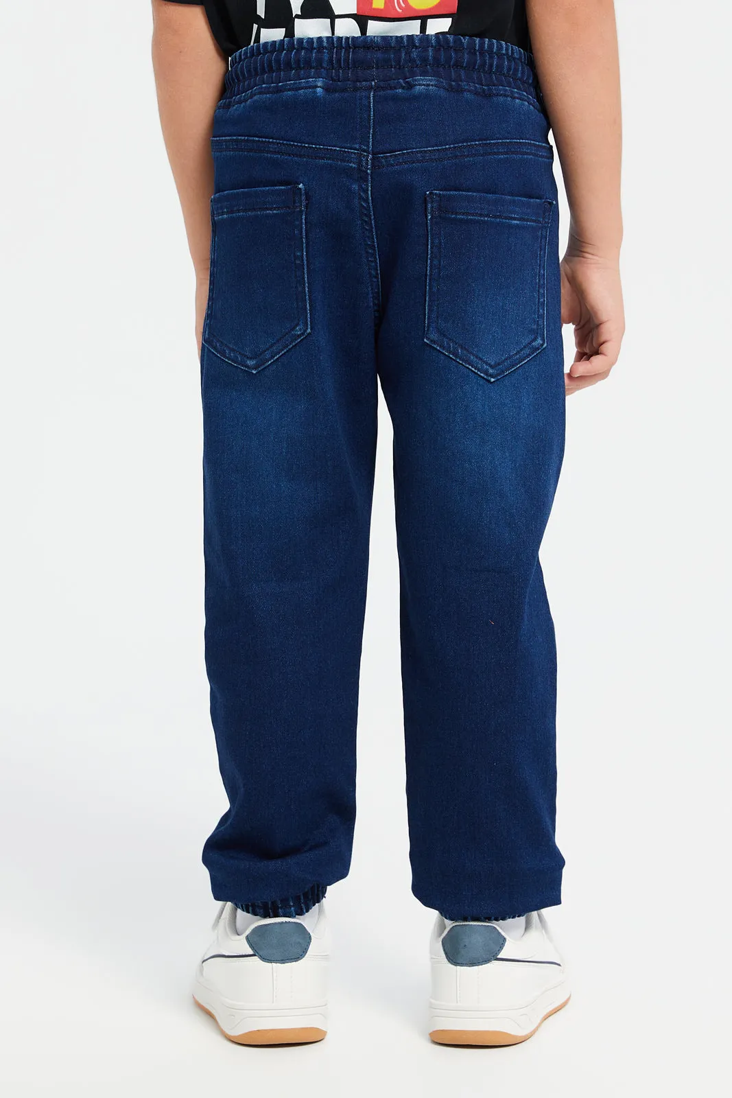 Boys Navy Denim Joggers