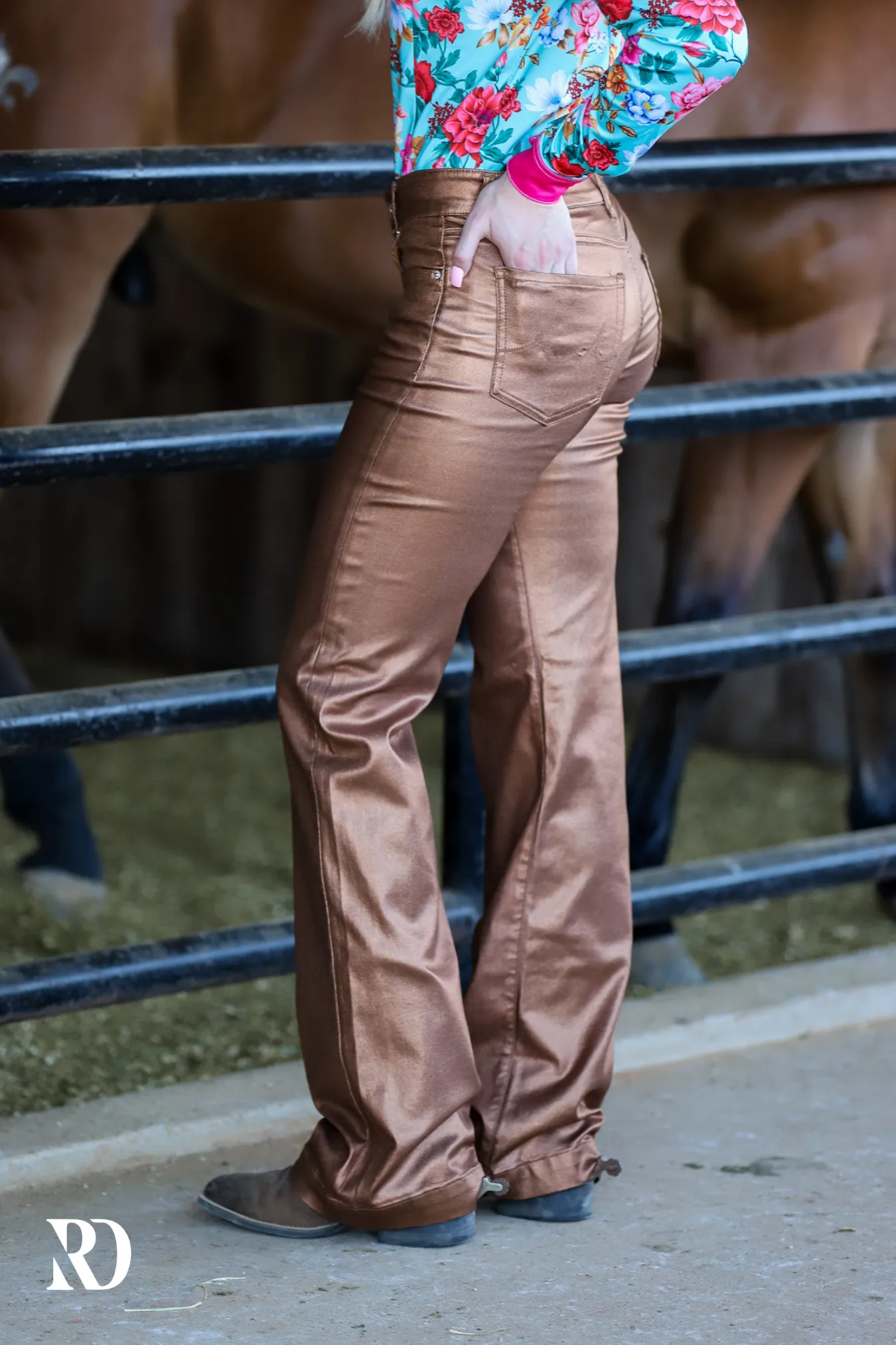 BRONZE METALLIC SIGNATURE TROUSERS