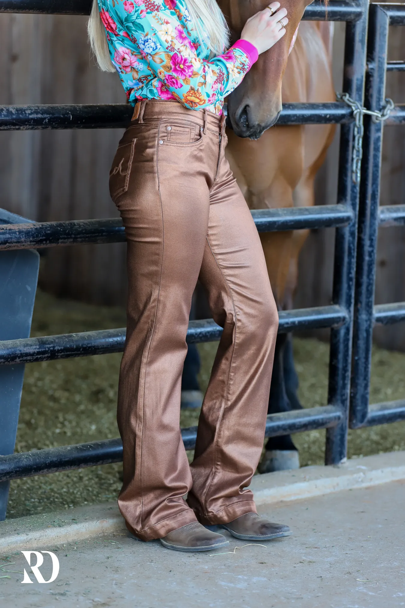 BRONZE METALLIC SIGNATURE TROUSERS