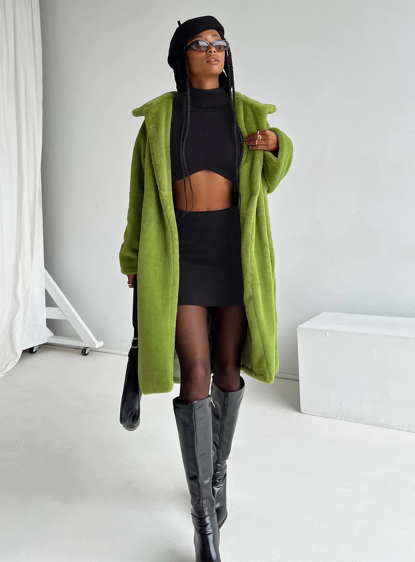 Bruce Faux Fur Coat Green