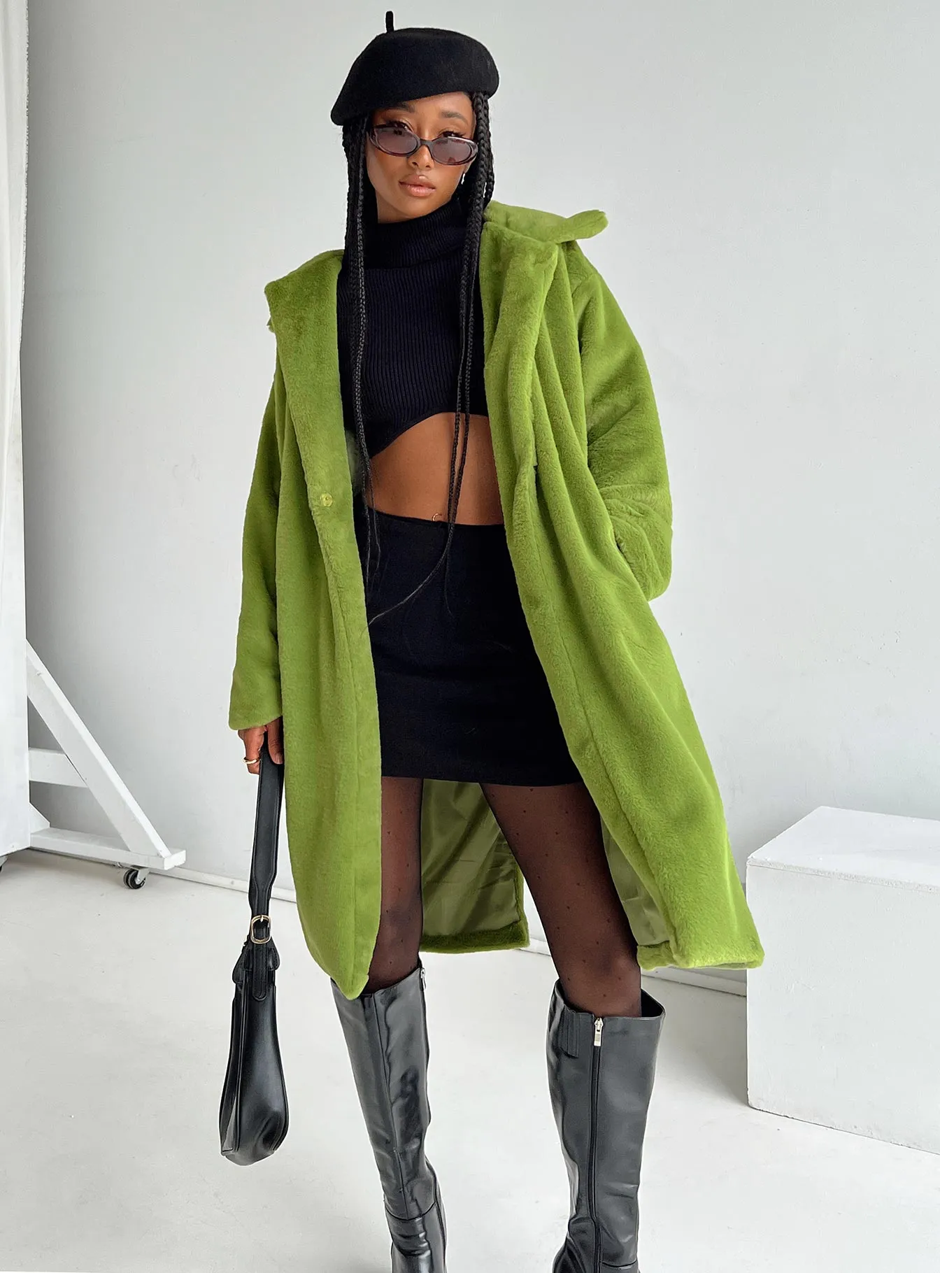 Bruce Faux Fur Coat Green