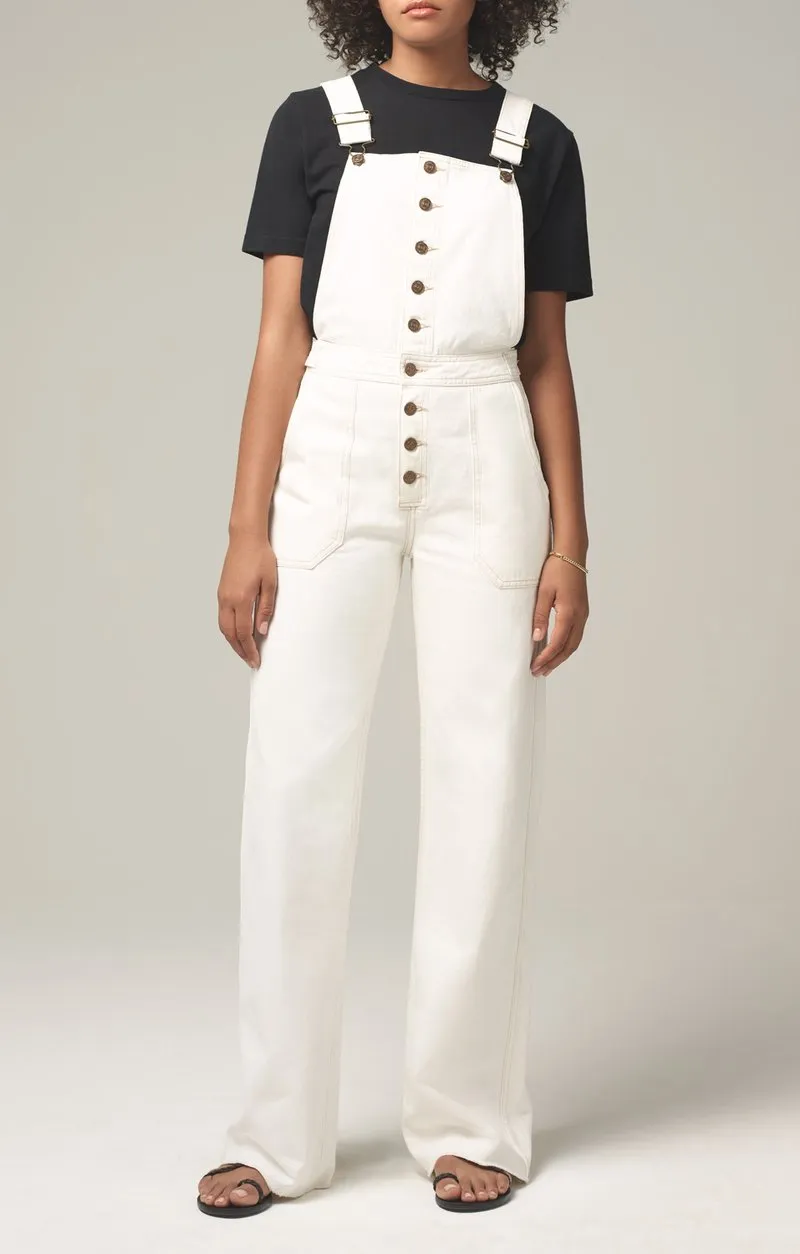 Citizens Of Humanity - Faye Button Front Overall in Field (Natural White)