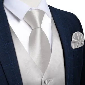 Cloud Grey Solid Vest for Men Men's Vest Tie Set