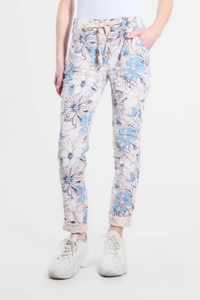 Collins Sketch Floral Stretch Tie Waist Pant (PL160K)