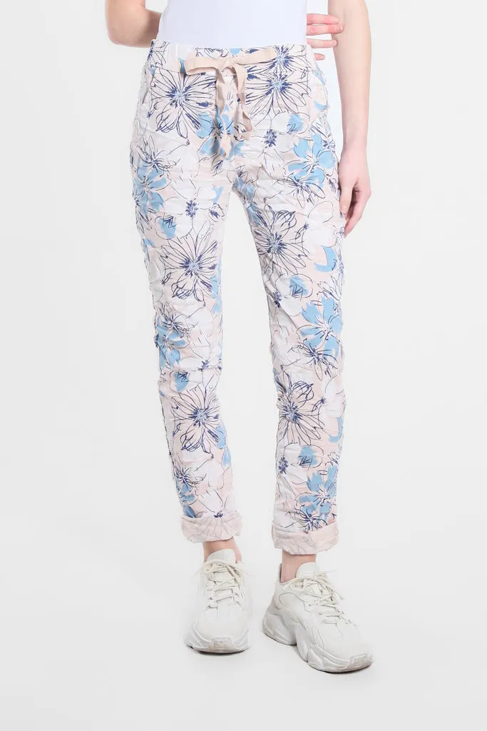 Collins Sketch Floral Stretch Tie Waist Pant (PL160K)