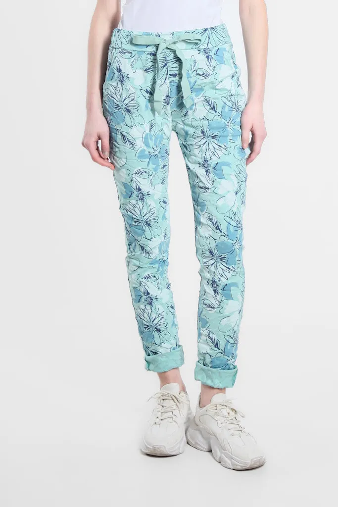 Collins Sketch Floral Stretch Tie Waist Pant (PL160K)