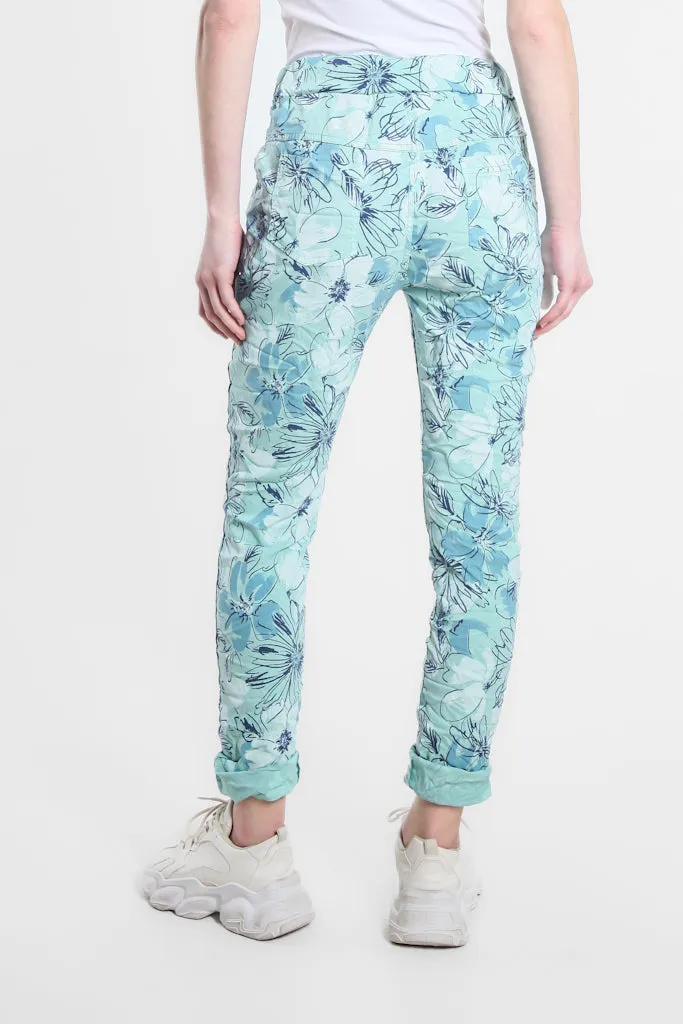 Collins Sketch Floral Stretch Tie Waist Pant (PL160K)