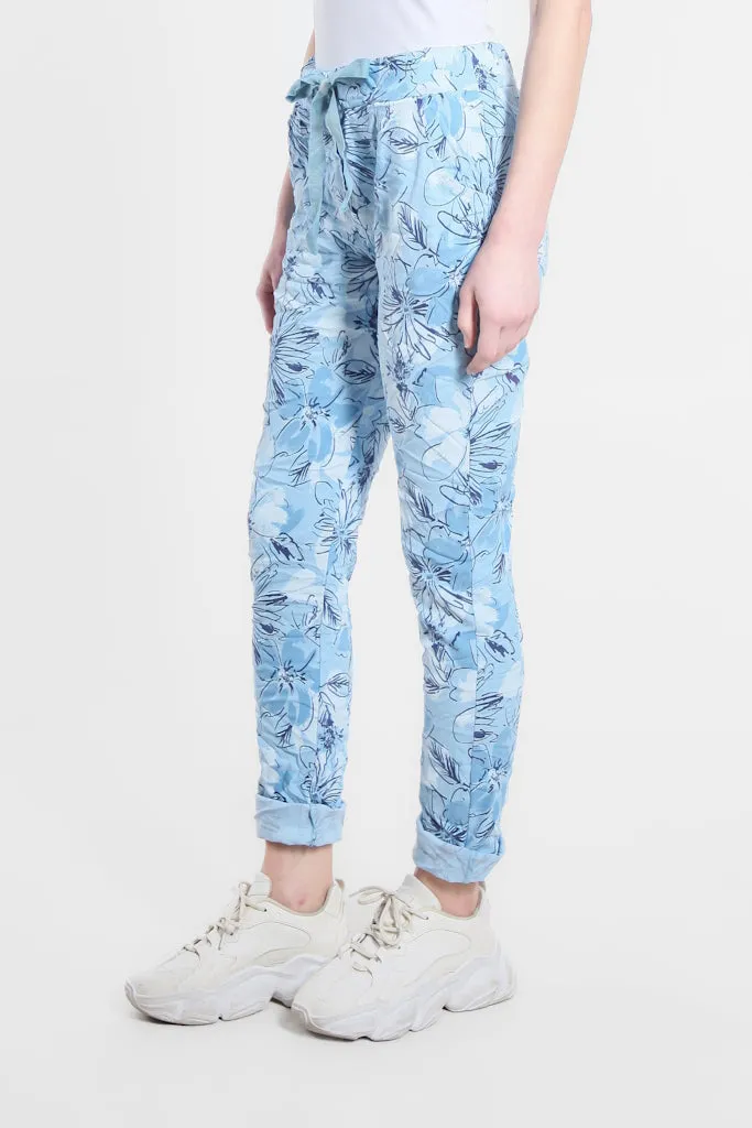 Collins Sketch Floral Stretch Tie Waist Pant (PL160K)