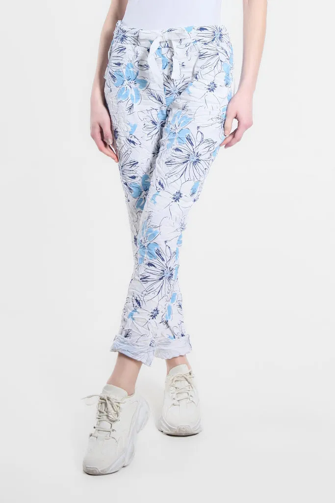 Collins Sketch Floral Stretch Tie Waist Pant (PL160K)