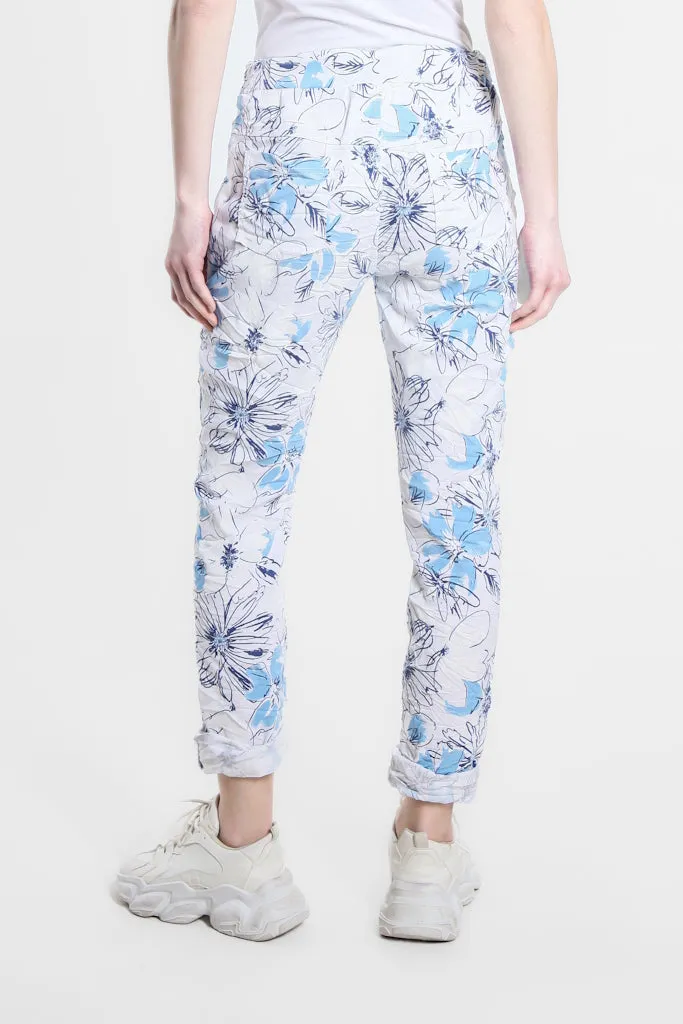 Collins Sketch Floral Stretch Tie Waist Pant (PL160K)