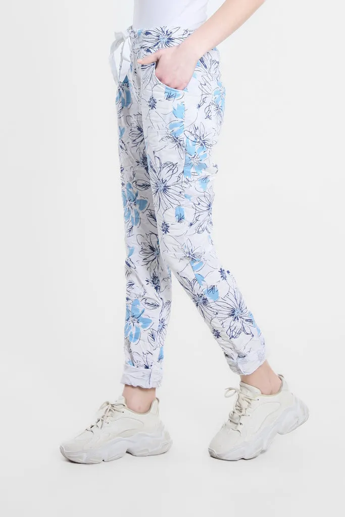 Collins Sketch Floral Stretch Tie Waist Pant (PL160K)