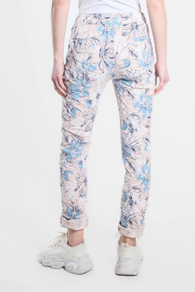 Collins Sketch Floral Stretch Tie Waist Pant (PL160K)