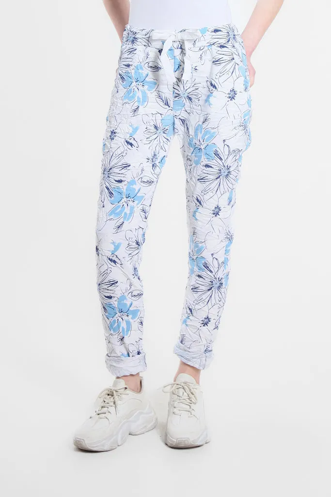 Collins Sketch Floral Stretch Tie Waist Pant (PL160K)