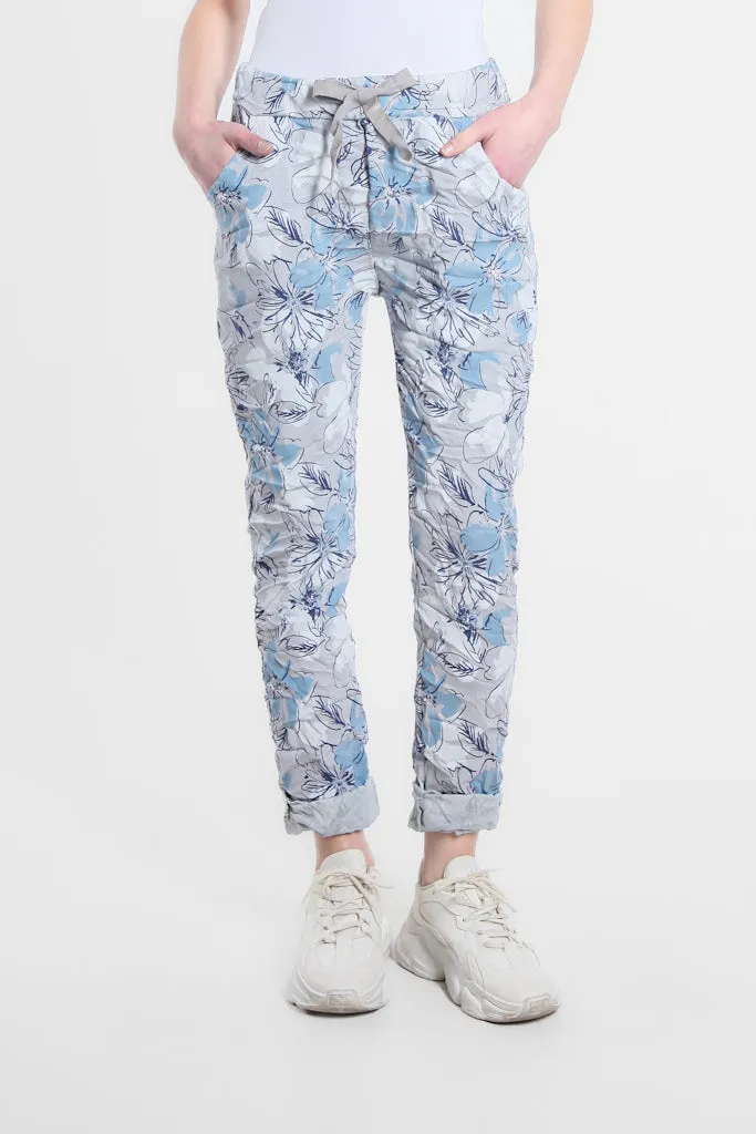 Collins Sketch Floral Stretch Tie Waist Pant (PL160K)