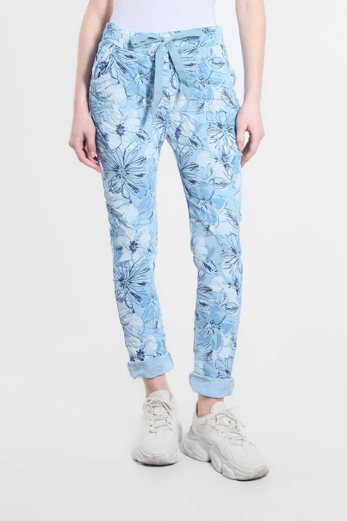 Collins Sketch Floral Stretch Tie Waist Pant (PL160K)