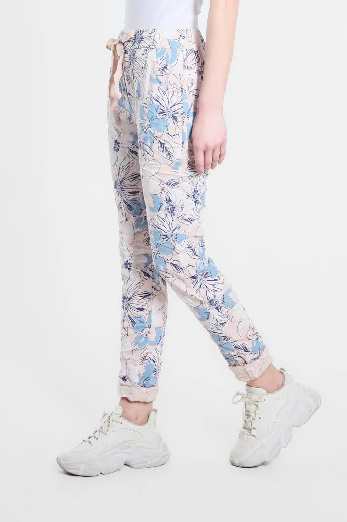 Collins Sketch Floral Stretch Tie Waist Pant (PL160K)